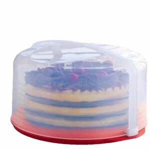 Cake Taker Round Clear & Coral Color